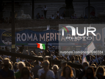 Demonstration Italy of redemption, the party Fratelli d'Italia on the occasion of the municipal elections, in Rome, Italy, on September 18,...
