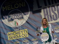 The political leder of brothers Of Italy Giorgia Meloni during  the  Demonstration Italy of redemption, the party Fratelli d'Italia on the o...