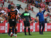  Blackpool Head Coach Neil Critchley shouts instructions on  during the Sky Bet Championship match between Middlesbrough and Blackpool at th...