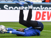 
Nottingham Forest goalkeeper Brice Samba warms up ahead of kick-off during the Sky Bet Championship match between Huddersfield Town and Not...