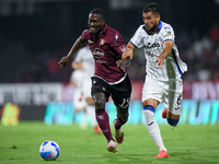 Cedric Gondo of US Salernitana 1919 and Jose’ Luis Palomino of Atalanta BC compete for the ball during the Serie A match between US Salernit...