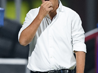 Gian Piero Gasperini manager of Atalanta BC looks on during the Serie A match between US Salernitana 1919 and Atalanta BC at Stadio Arechi,...