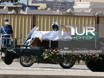 Funeral procession for former President Abdelaziz Bouteflika upon his arrival at El-Alia cemetery in the capital Algiers on September 19, 20...