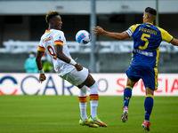 Tammy Abraham (Roma) in action against Davide Faraoni (Verona) during the Italian football Serie A match Hellas Verona FC vs AS Roma on Sept...
