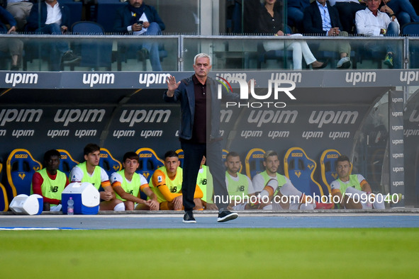 Jose Mourinho (Coach Roma) during the Italian football Serie A match Hellas Verona FC vs AS Roma on September 19, 2021 at the Marcantonio Be...