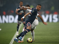 Neymar of PSG in action during the Ligue 1 Uber Eats match between Paris Saint Germain and Lyon at Parc des Princes on September 19, 2021 in...