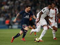 Lionel Messi of PSG in action during the Ligue 1 Uber Eats match between Paris Saint Germain and Lyon at Parc des Princes on September 19, 2...