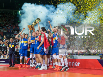 Reprezentacja Wloch during the Medal ceremony for the CEV Eurovolley 2021, in Katowice, Poland, on September 19, 2021. (