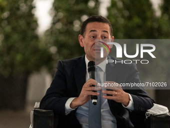 Umberto Lebruto during the press conference for the presentation of the redevelopment project of Piazza dei Cinquecento, in Rome, Italy, on...