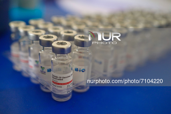 General view of doses of Sinopharm COVID-19 vaccine to apply a persons during a national health campaign  against COVID-19, to reduce infect...