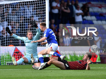 Oldham Athletic's Davis Keillor-Dunn shoots for goal during the Sky Bet League 2 match between Oldham Athletic and Hartlepool United at Boun...