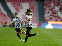 Gustavo Sauer of Boavista FC and Malheiro celebrates after scoring a goal during the Liga Portugal Bwin match between SL Benfica and Boavist...