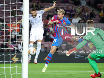 Domingos Duarte scores during the match between FC Barcelona and Granada CF, corresponding to the week 5 of the group A of the Liga Santande...