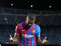 Memphis Depay during the match between FC Barcelona and Granada CF, corresponding to the week 5 of the group A of the Liga Santander, played...