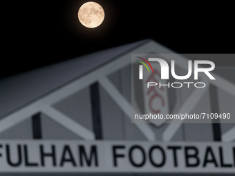 Full moon is seen during the Carabao Cup match between Fulham and Leeds United at Craven Cottage, London on Tuesday 21st September 2021.  (