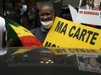 People protest against Senegalese President Macky Sall near the United Nations General Assembly on September 21, 2021 in New York City. As d...