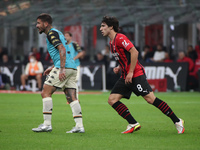 Sandro Tonali of AC Milan in action during the Serie A football match between AC Milan and Venezia FC at Stadio Giuseppe Meazza in Milano, I...