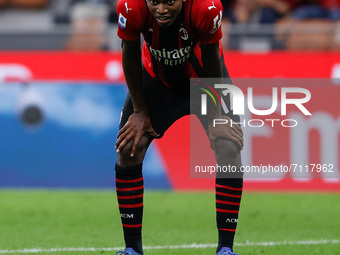 Rafael Leao (AC Milan) tired after a run during the Italian football Serie A match AC Milan vs Venezia FC on September 22, 2021 at the San S...