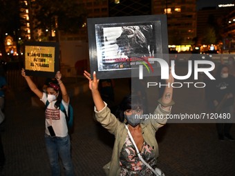 Animal rights activists hold banners against bullfighting. Lisbon, September 23, 2021. Several animal protection groups held a protest again...