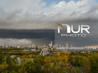 A dark sky and approaching storm over downtown Edmonton, Alberta.
On Wednesday, 22 September 2021, in Edmonton, Alberta, Canada. (