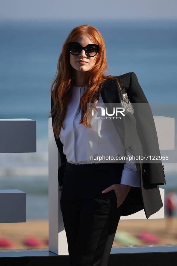 Actress Jessica Chastain attends ''The Eyes of Tammy Faye/ Los Ojos De Tammy Faye'' photocall during 69th San Sebastian International Film F...