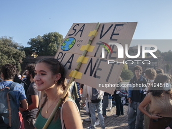 People attending the 24th September global climate strike organized by Friday For Future movement in Pisa, Italy, on September 24, 2021. Sta...