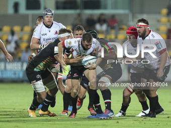 Andre Warner (Lions) carries the ball forward during the United Rugby Championship match Zebre Rugby Club vs Emirates Lions on September 24,...
