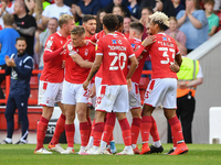
The Reds celebrate after Max Lowe scored a goal to make it 1-1 during the Sky Bet Championship match between Nottingham Forest and Millwall...