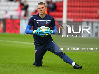  Bolton Wanderer's Goalkeeper Joel Dixon warms up ahead of kick off during the Sky Bet League 1 match between Sunderland and Bolton Wanderer...