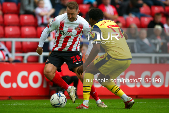 Sunderland's Aiden McGeady takes on Bolton Wanderer's Oladapo Afolayan during the Sky Bet League 1 match between Sunderland and Bolton Wande...