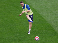 Nikita Chernov of Krylia Sovetov passes the ball during the warm-up ahead of the Russian Premier League match between FC Zenit Saint Petersb...