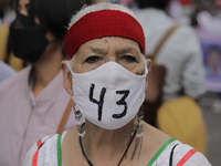 Julia Klug, activist against clerical pederasty and companion of the 43 missing students from Ayotzinapa, Guerrero, marches from the Angel o...