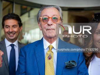 Vittorio Feltri attends the Fratelli D’Italia press conference at Hotel The Square on September 05, 2021 in Milan, Italy. (