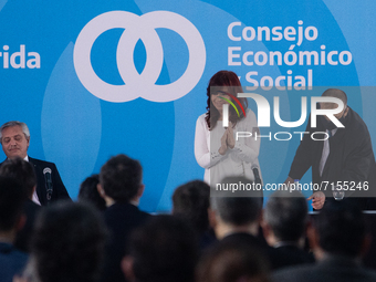 Argentina's Vice President Cristina Fernandez de Kirchner attends a ceremony to announce new agro-economic measures inside the museum of Cas...