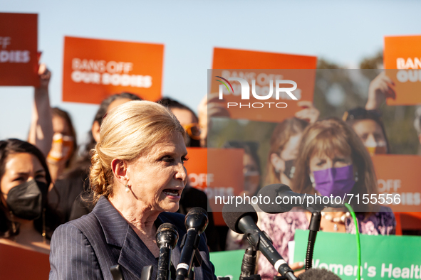 Congresswoman Carolyn Maloney (D-NY) speaks during a press conference with members of Trust Respect Access, a reproductive rights organizati...