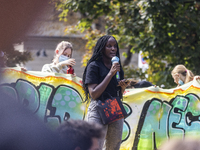 
The Ugandan climate activist Vanessa Nakate speaks during a Fridays for Future Student strike. The event took place during the Pre-COP Even...