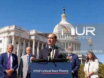 Congressman Bob Good (R-VA) speaks at a press conference denouncing Critical Race Theory and introducing his Defending Students' Civil Right...