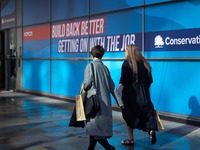  Tory slogans during the Conservative Party Conference at Manchester Central, Manchester on Sunday 3rd October 2021.  (