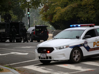 U.S. Capitol Police investigate a suspicious vehicle outside of the Supreme Court in Washington, D.C. on October 5, 2021 (