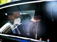 German Health Minister Jens Spahn leaves after a press conference on the situation of flu vaccines and the coronavirus (Covid-19) pandemic i...