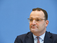 German Health Minister Jens Spahn holds a press conference on the situation of flu vaccines and the coronavirus (Covid-19) pandemic in Berli...