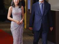 BIFF Chairman Lee Yong-kwan and actress Shenina Cinnamon attends the 15th Asian Film Awards during the 26th Busan International Film Festiva...