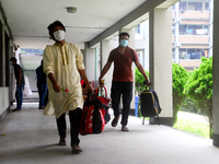 Students arrive at Dhaka University as reopen their residential halls after 18 months due to coronavirus emergency in Dhaka, Bangladesh, on...