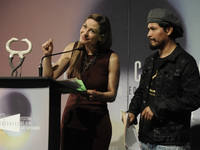 Journalist Cynthia Francesconi and actor Harold Torres, during the  Ceremony  of the  5th  Black Canvas Contemporary Film Festival  Awards a...