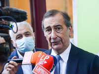 Beppe Sala during the News The mayor of Milan, Beppe Sala, meets the candidate for president of the second municipality of Rome and the cand...