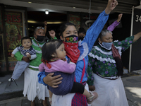 Women from the Otomí community who have occupied the premises of the National Institute of Indigenous Peoples located in Coyoacán, Mexico Ci...