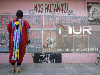 A woman from the triqui community that has occupied the premises of the National Institute of Indigenous Peoples located in Coyoacán, Mexico...