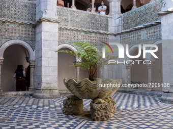 A general inside view of Pena Palace in Sintra, Portugal on October 12, 2021. The castle stands on the top of a hill in the Sintra Mountains...
