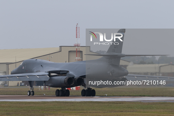A United States Air Force B1 Bomber lands at  RAF Fairford in Gloucestershire, England on Saturday 11th September 2021. 