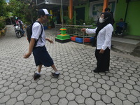 A number of students with disabilities participate in limited face-to-face learning at the Special School of SLB ABCD Muhammadiyah in Palu,...